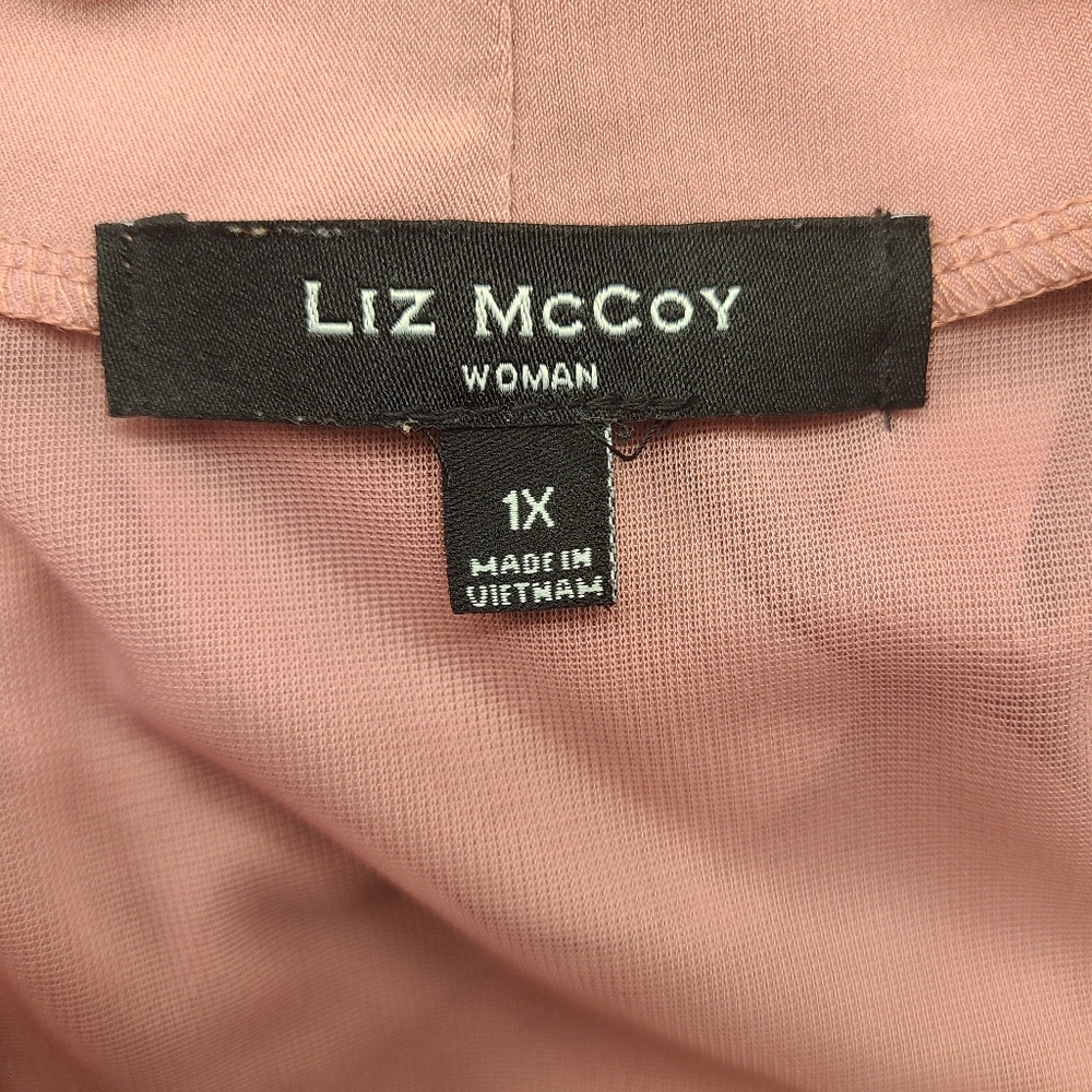 Liz McCoy Tie-Front Top with Sheer Top/Sleeves, Size 1X - Picture 6 of 7
